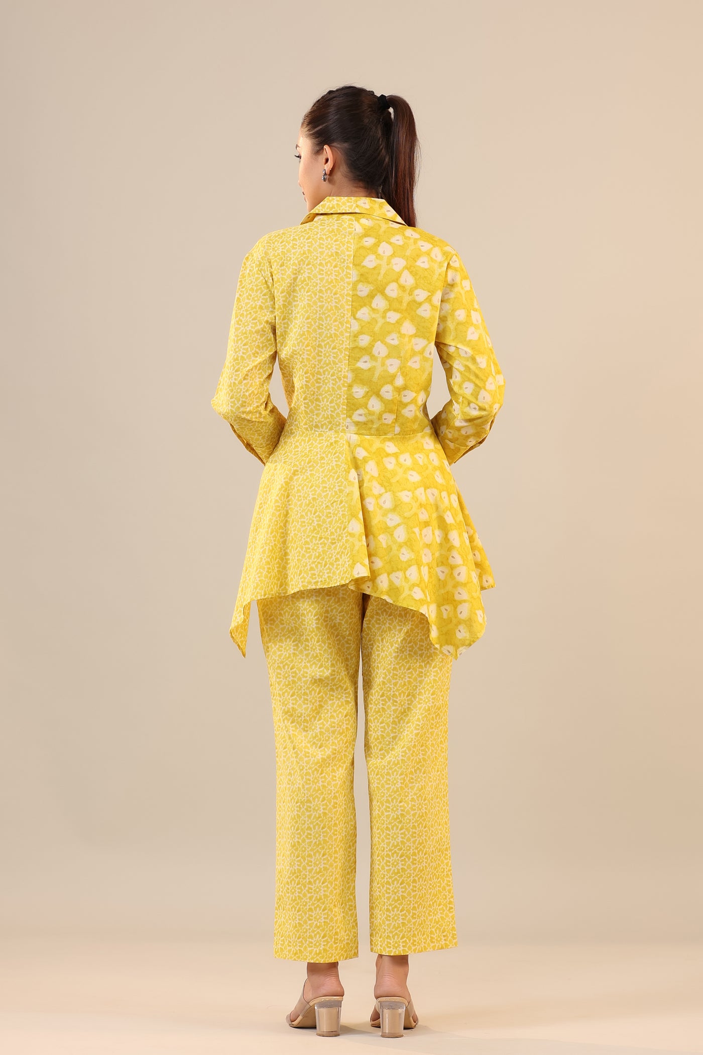 Yellow Batik Knot Cotton Loungewear Set