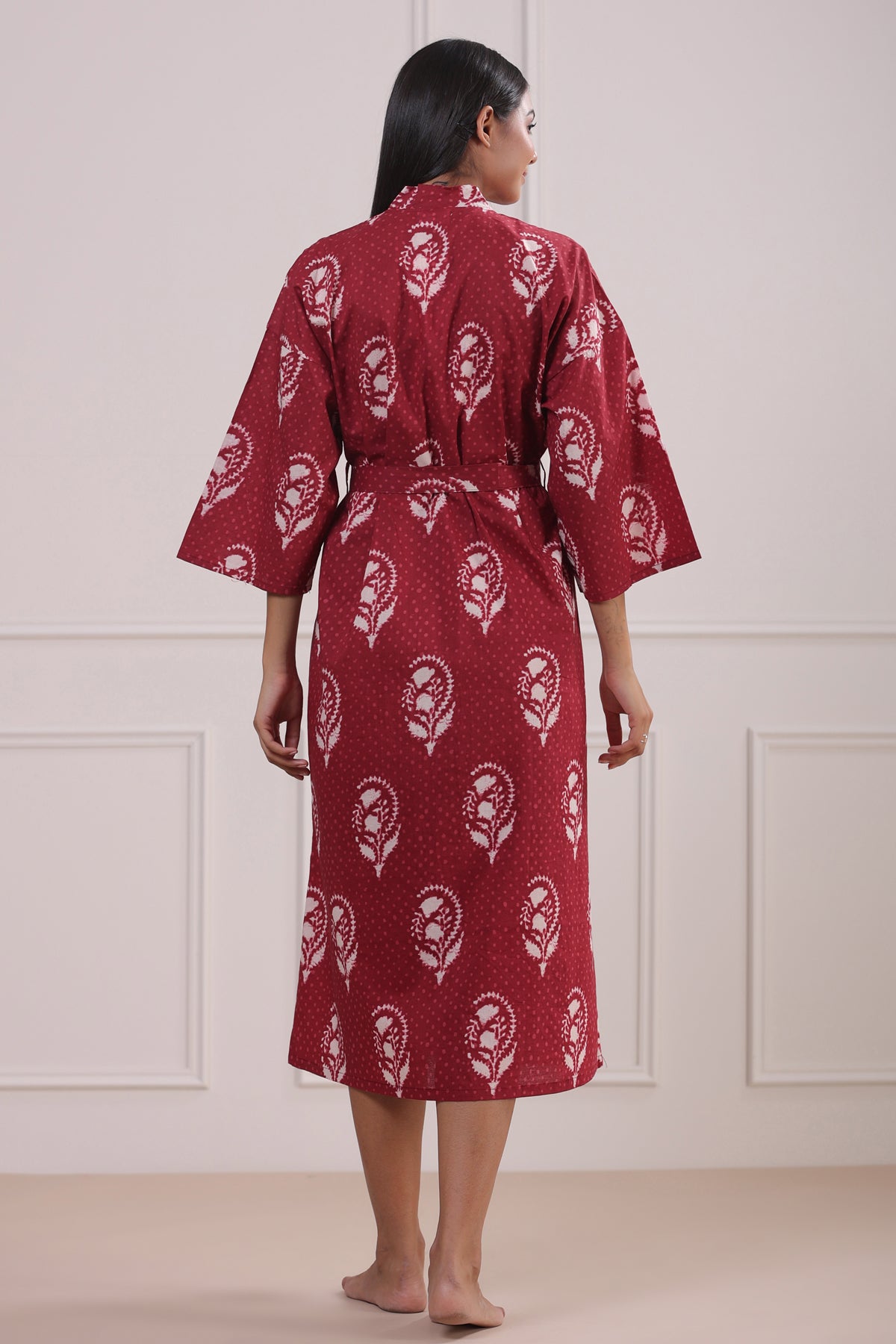 Royal Motif on Maroon Robe Dress