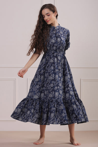 Monochrome Blue Midi Dress
