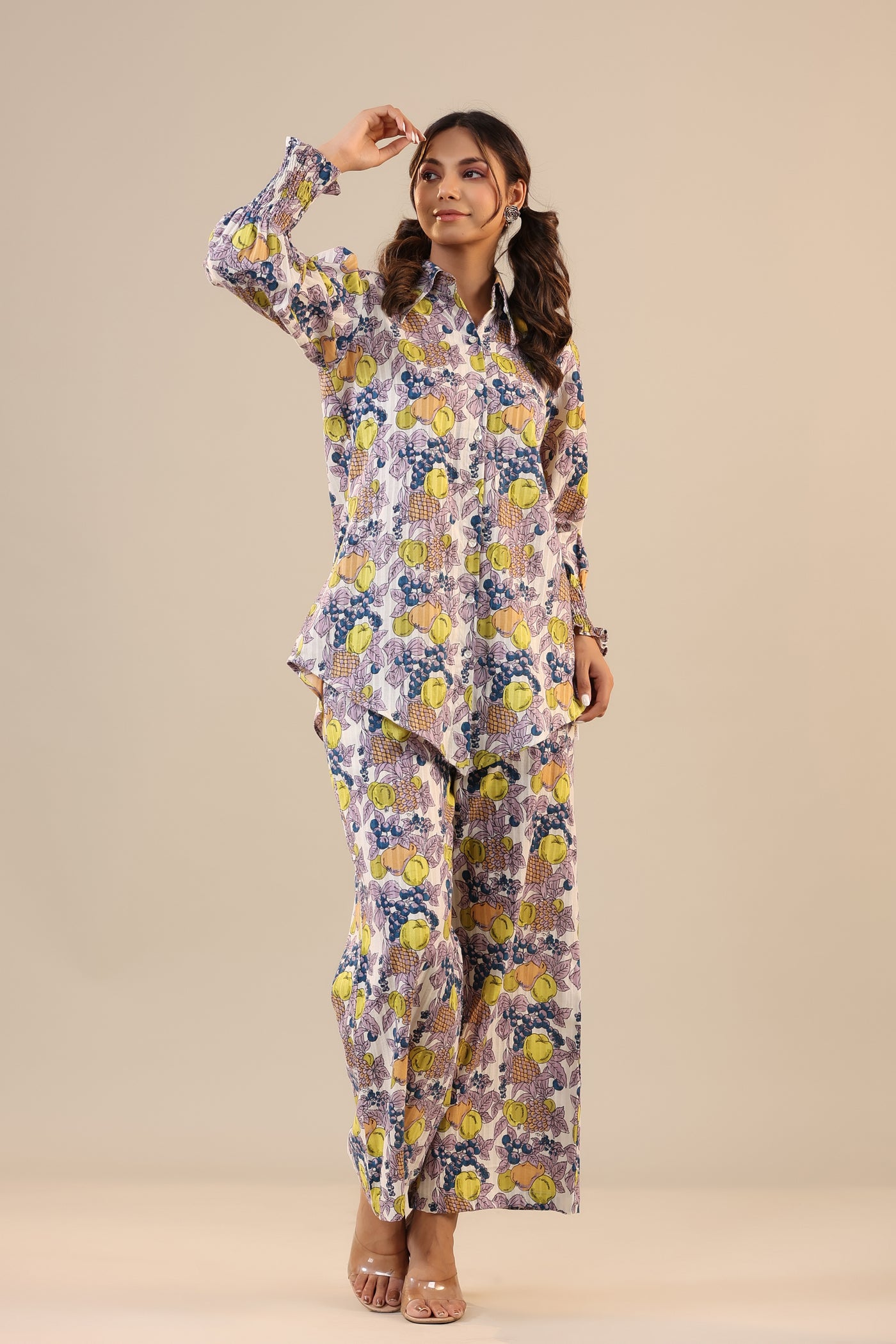 Lemon Pansy Cotton Collared Co ord Set