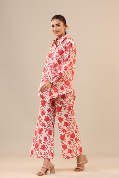 Daffodil Jaal on Off white cotton Collared Co ord Set