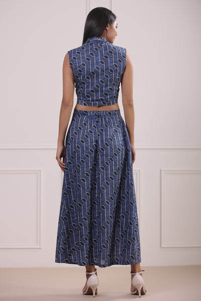 Shibori Blue Cutout Maxi Dress