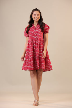 Booti on Pink Collared Cotton T-shirt dress