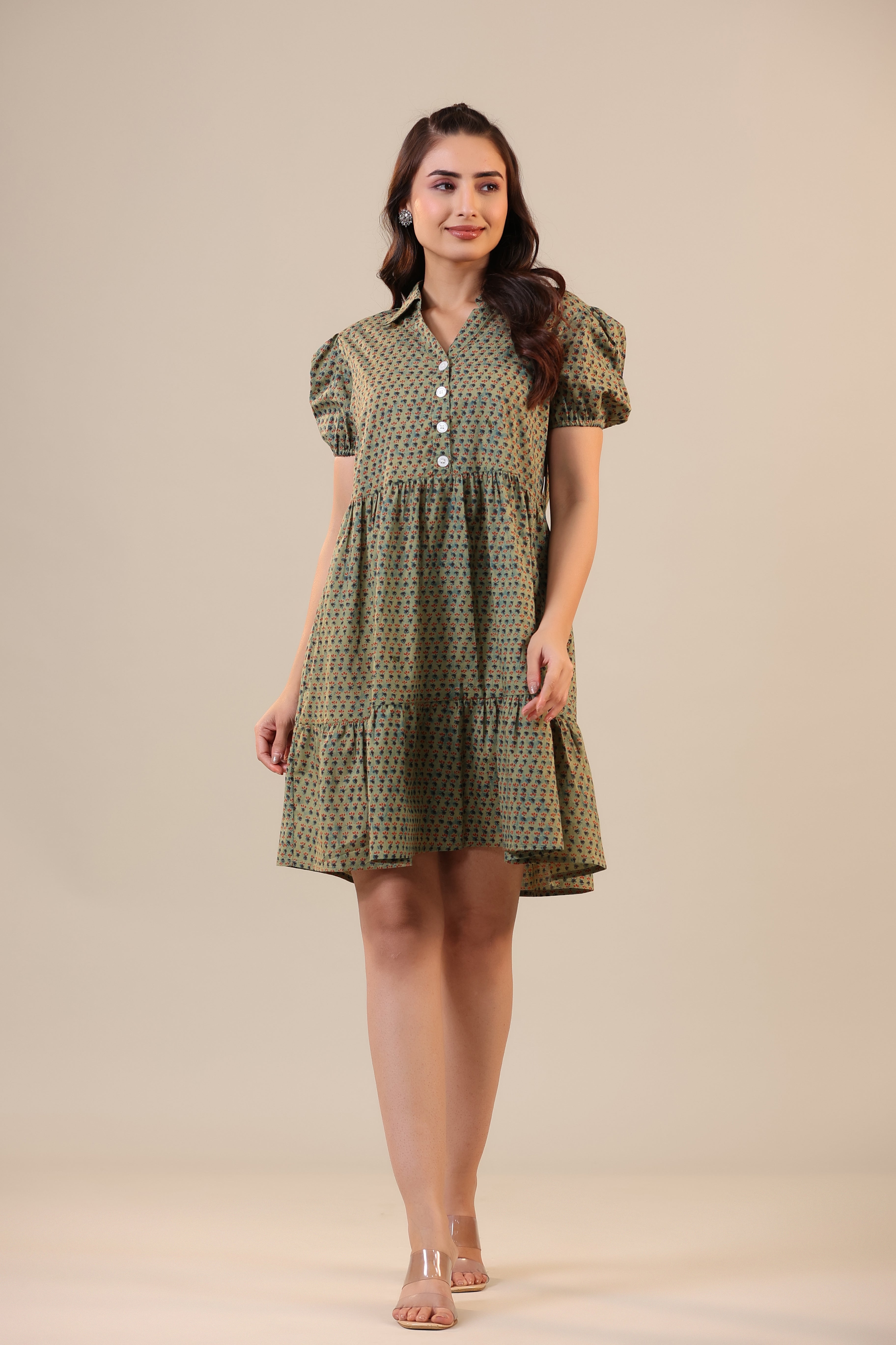 Midnight Motif on Green T-shirt dress