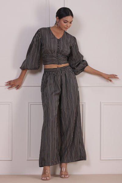 Cosmo stripes on Black Co- ord Set