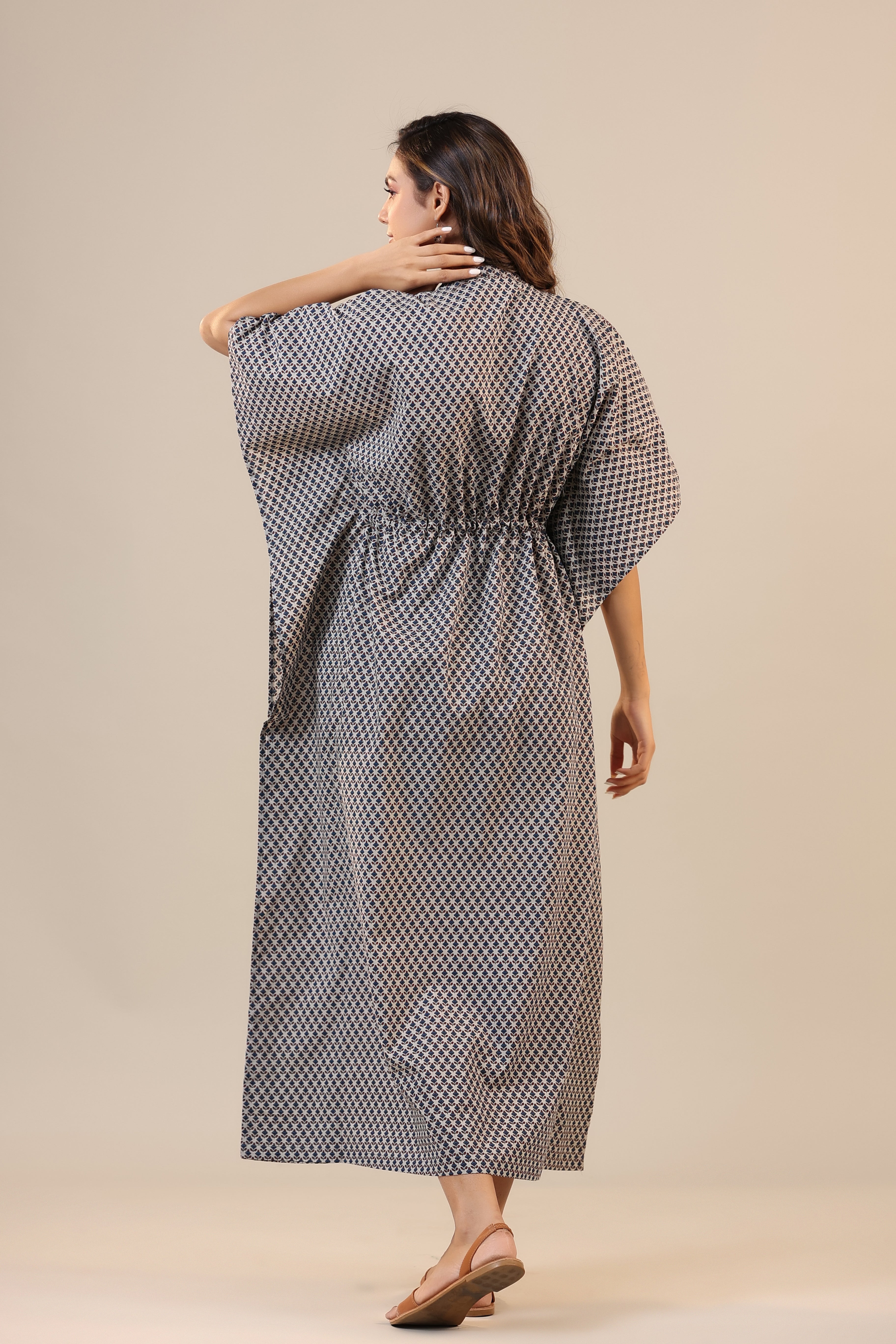 Booti on Grey Front Buttoned Kaftan