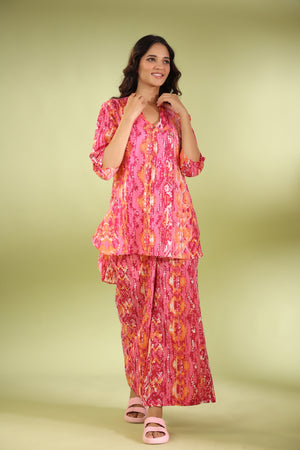 Abstract Print Overlay Cotton Co-ord Set