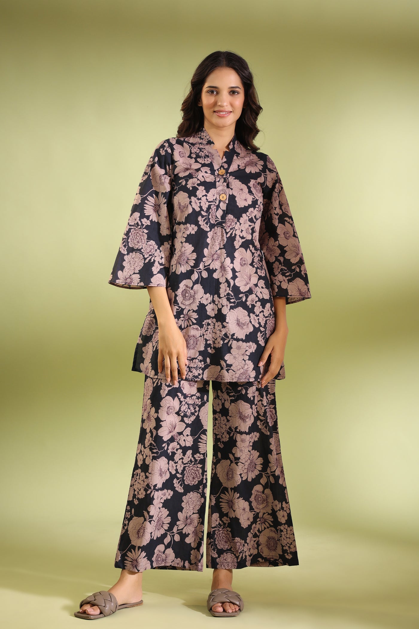 Nightingale Black Cotton Loungewear Set