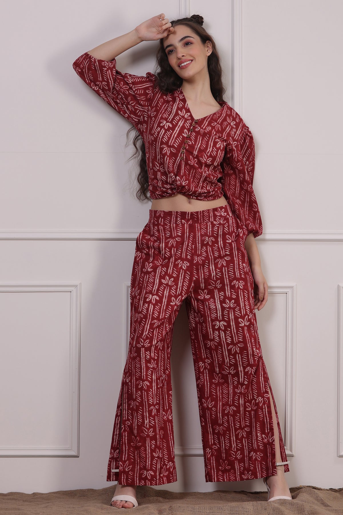 Bloom Maroon Co-ordinate Set