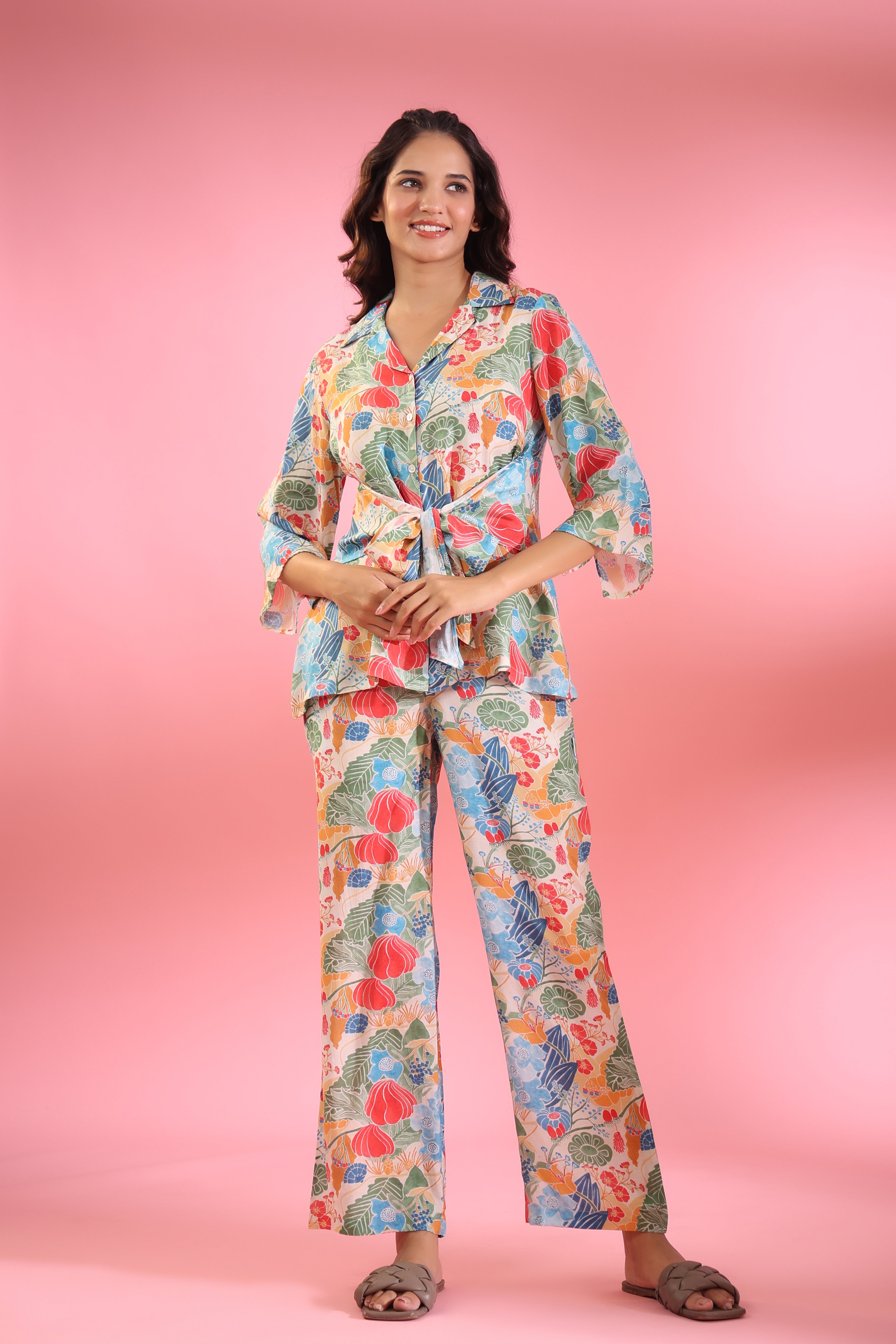 Tulip Love Multicoloured Silk Co ord Set