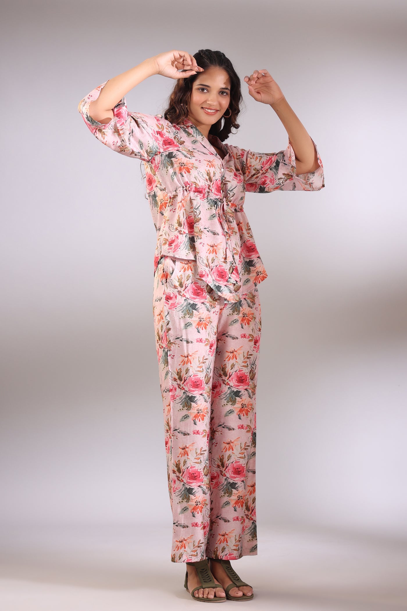 Language of Flowers Pink Silk Co ord Set