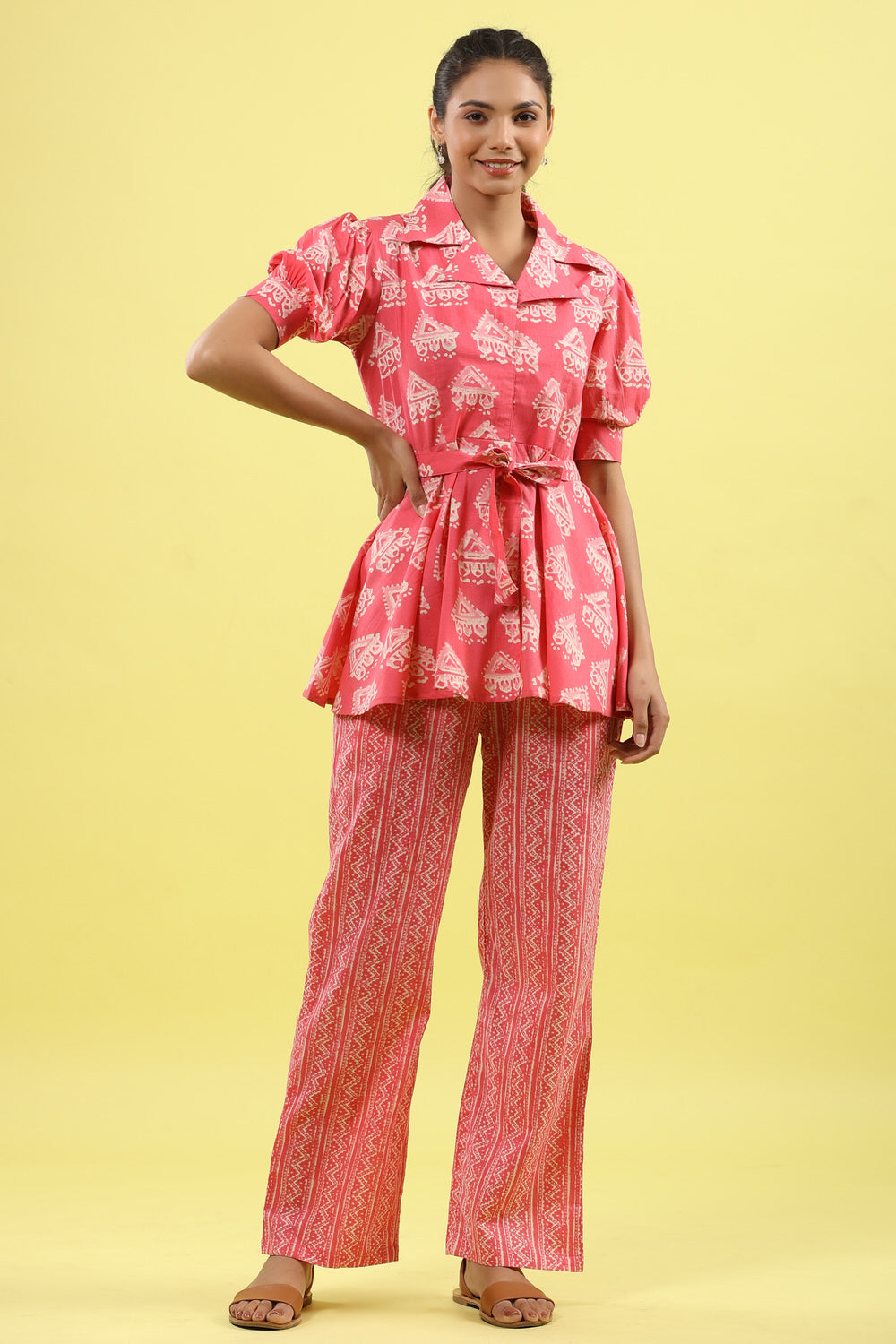 Batik Print Pink Cotton Co-ord Set