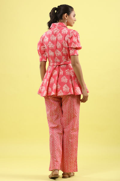 Batik Print Pink Cotton Co-ord Set