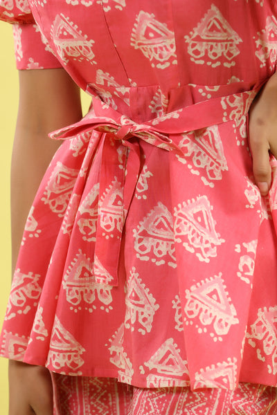 Batik Print Pink Cotton Co-ord Set
