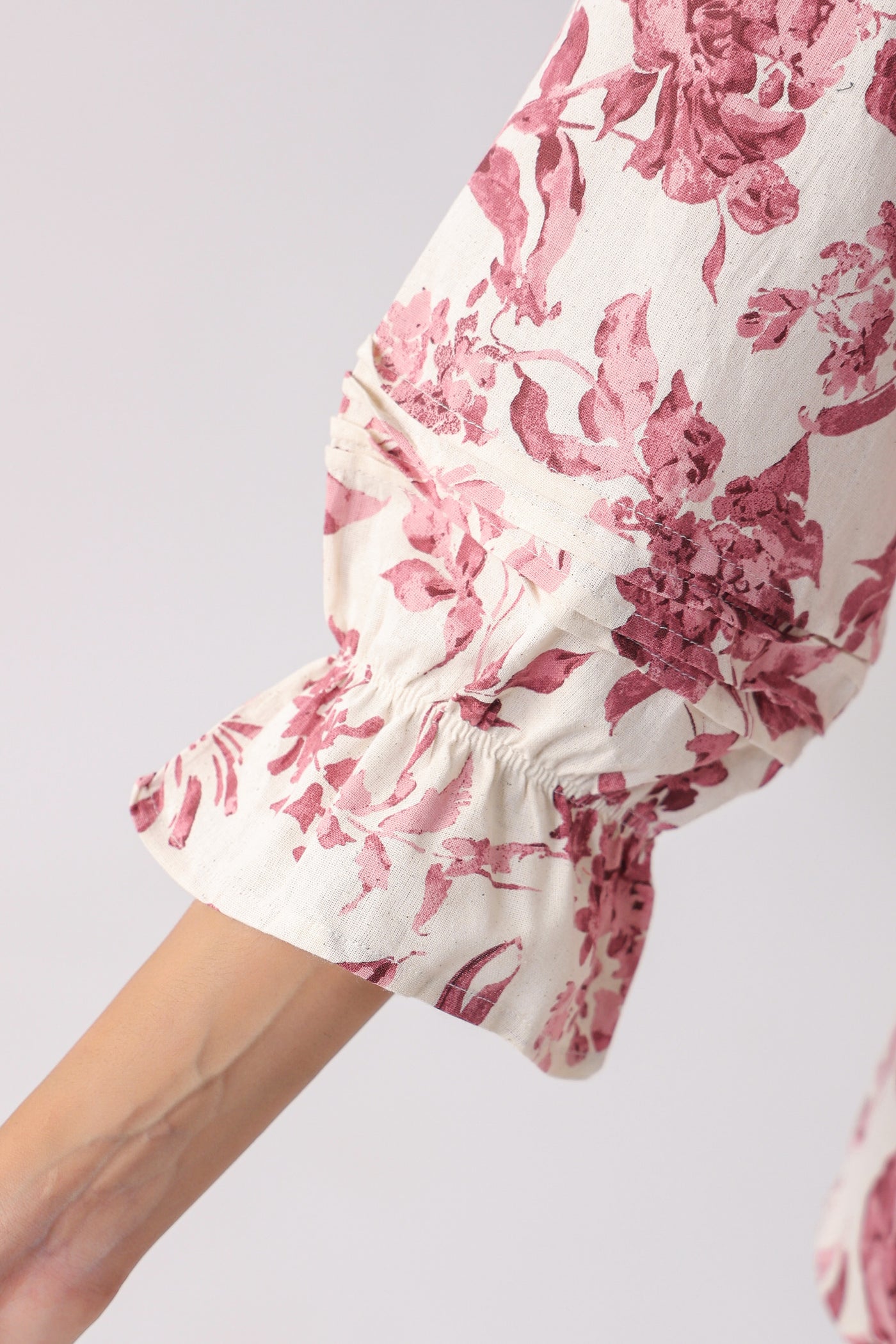 Pink Flower Bloom on Khadi Cotton Co-ord Set