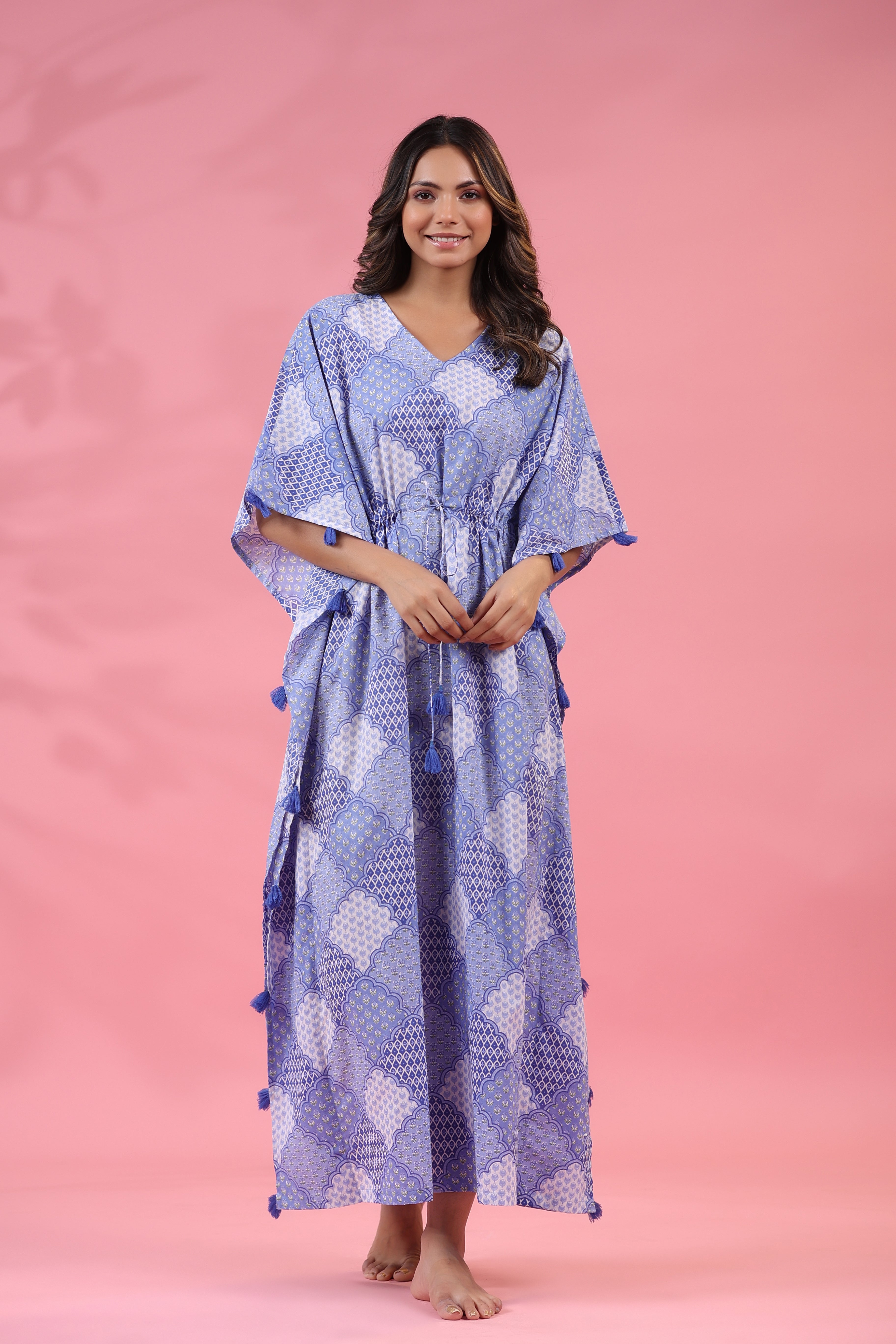 Blue Jharokha Cotton Kaftan