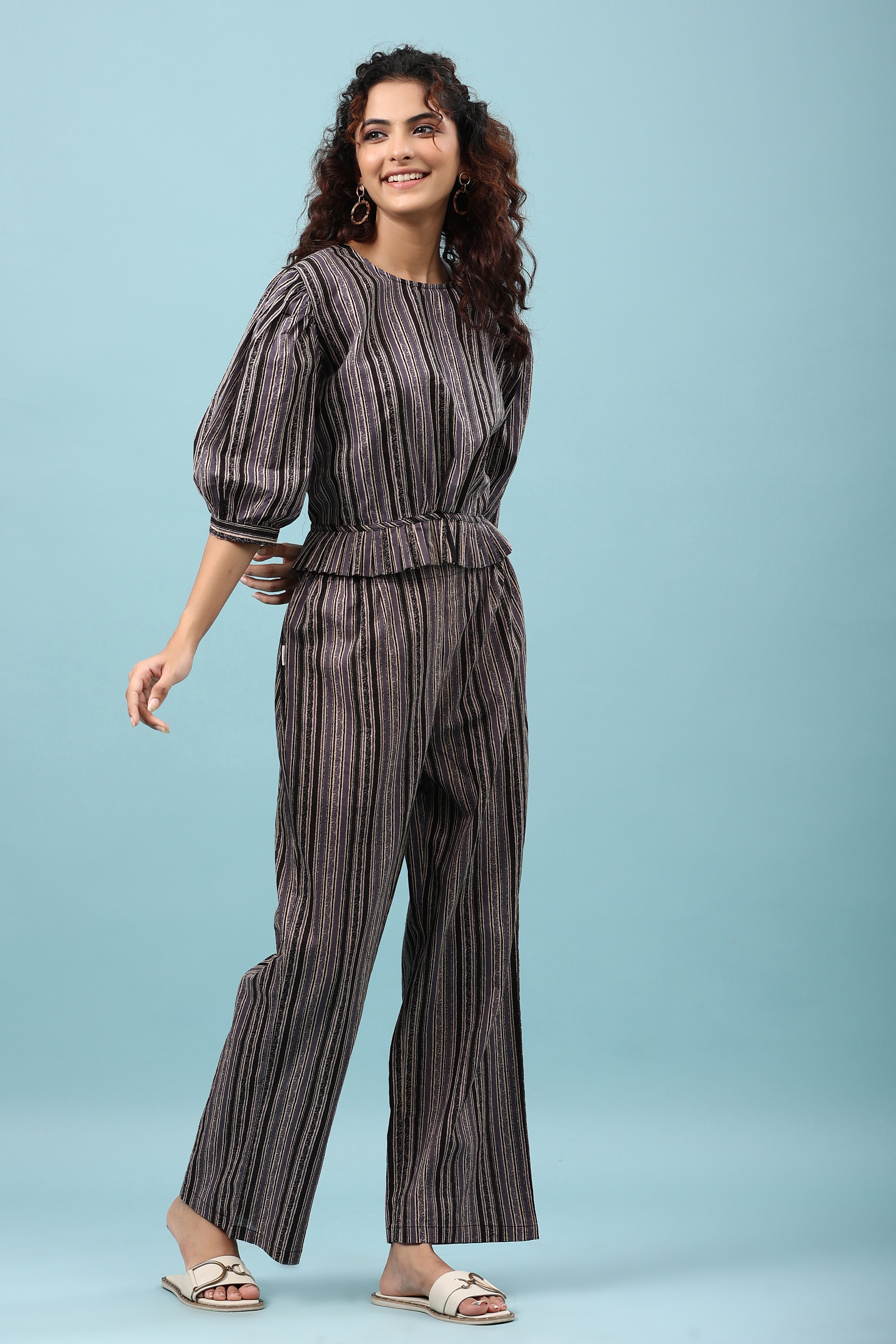 Cosmic Stripes on Black Co-ord Set