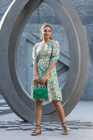 Glory of peacock on Muslin Silk Dress