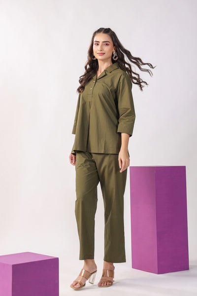 Classic Olive Cotton Co-ord Set