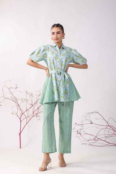 Tulips on Blue Cotton Co-ord Set