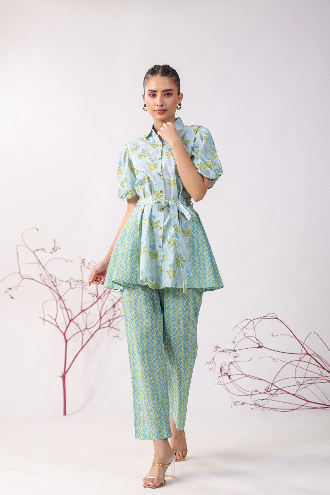 Tulips on Blue Cotton Co-ord Set