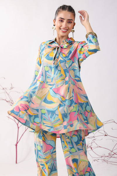 Abstract Pop Muslin Co-ord Set