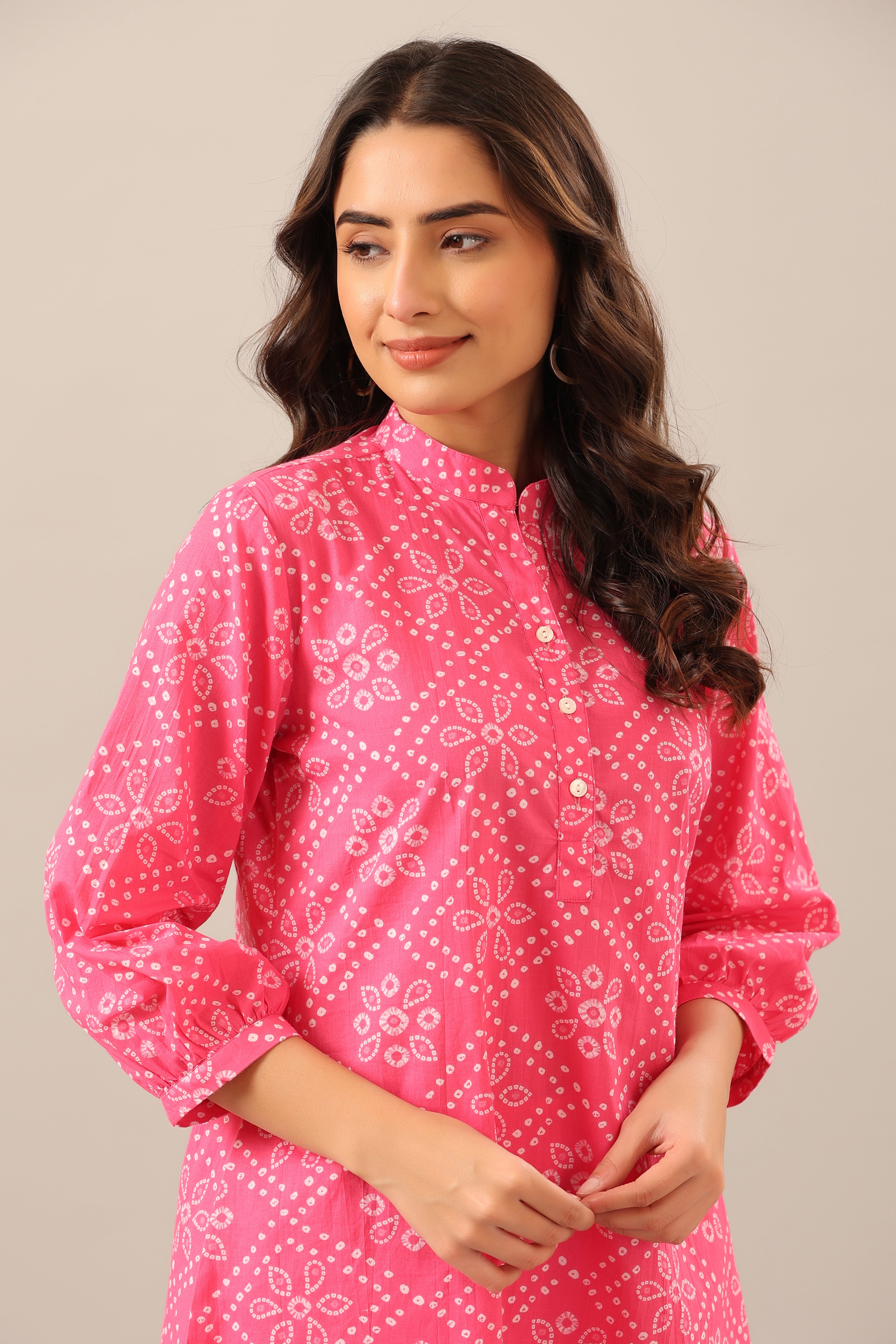 Pink bandhani Cotton Co-ord Lounge Set