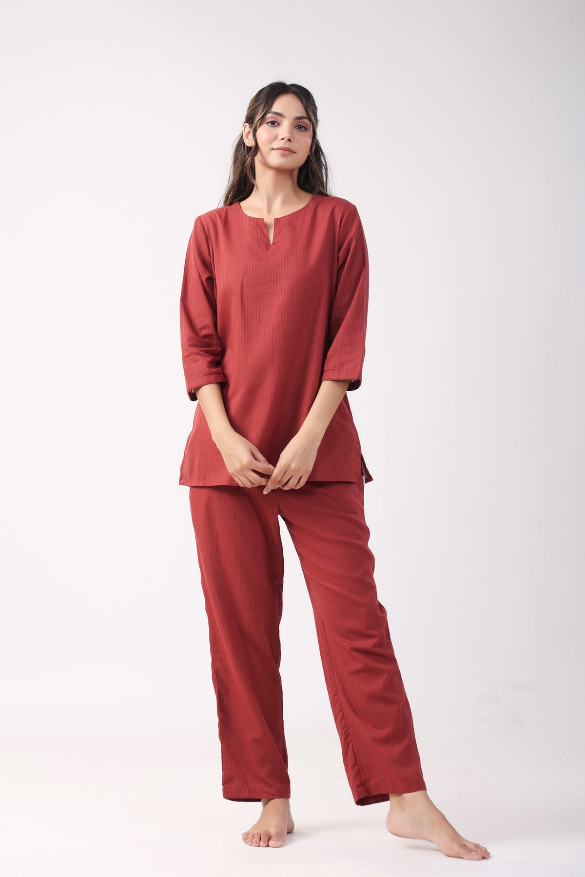 Crimson Comfort Cotton Loungewear Set
