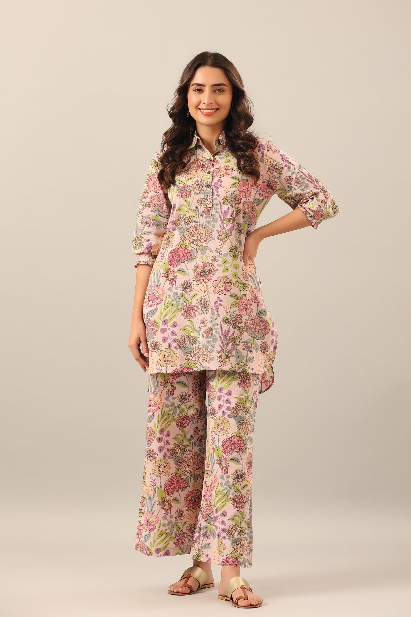 Dandelion on Collared Cotton Lounge Co-ord Set
