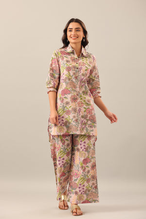 Dandelion on Collared Cotton Palazzo Loungewear Set
