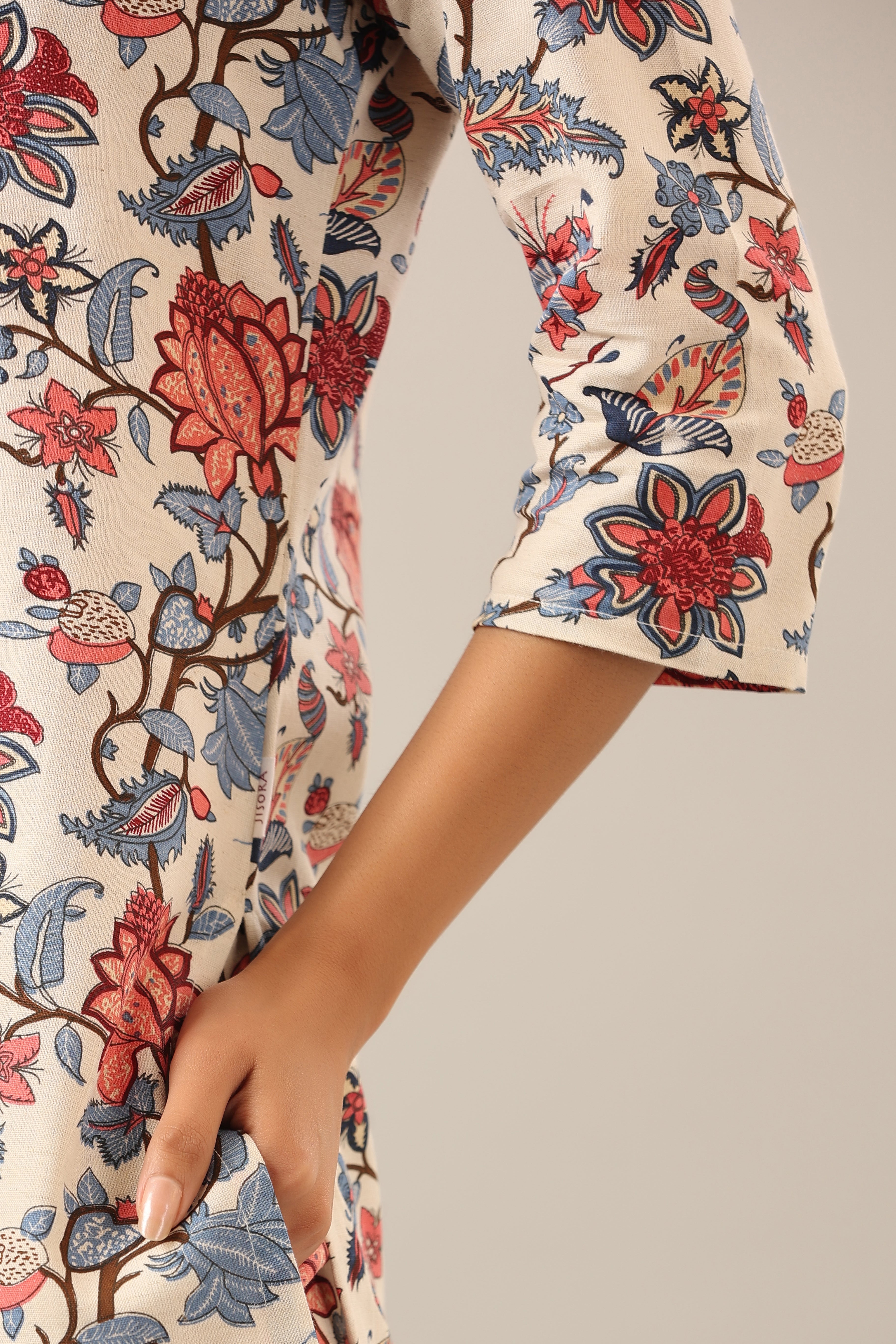 Marine Floral on Off White Cotton Flex Loungewear Set