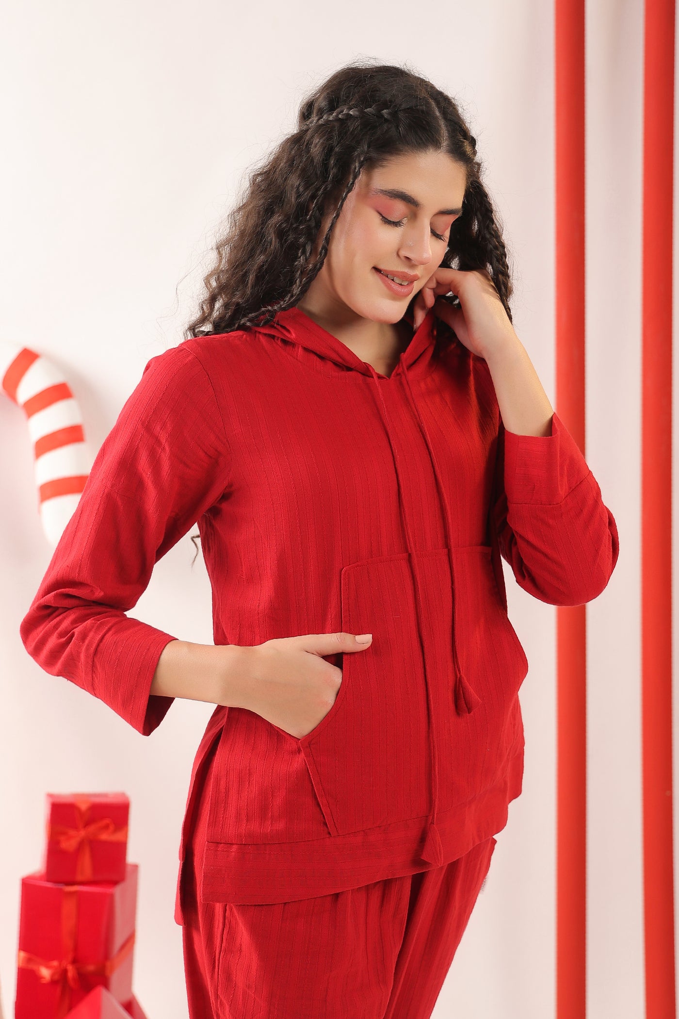 Merry Claus Cotton Hoodie Set