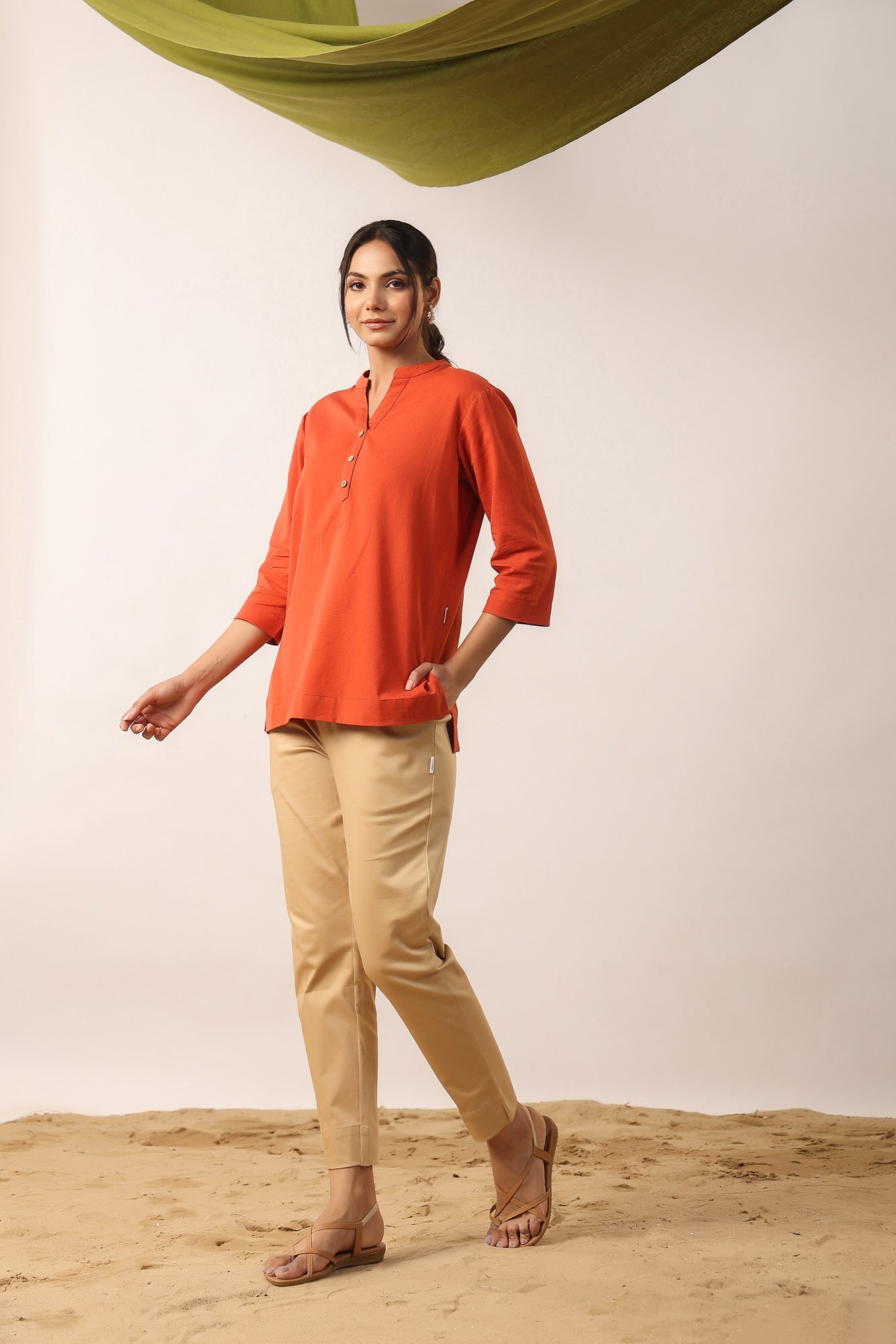 Orange Rust Cotton Top