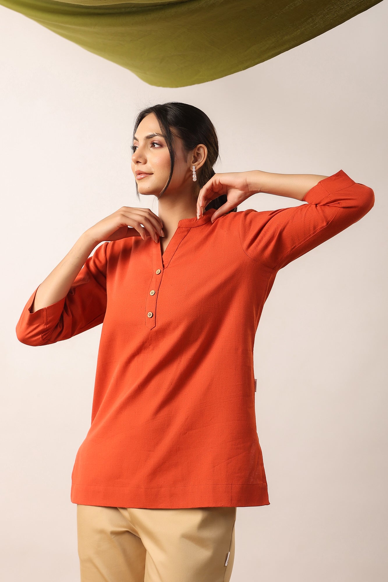 Orange Rust Cotton Top