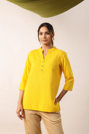 Yellow Ochre Solid Cotton Top
