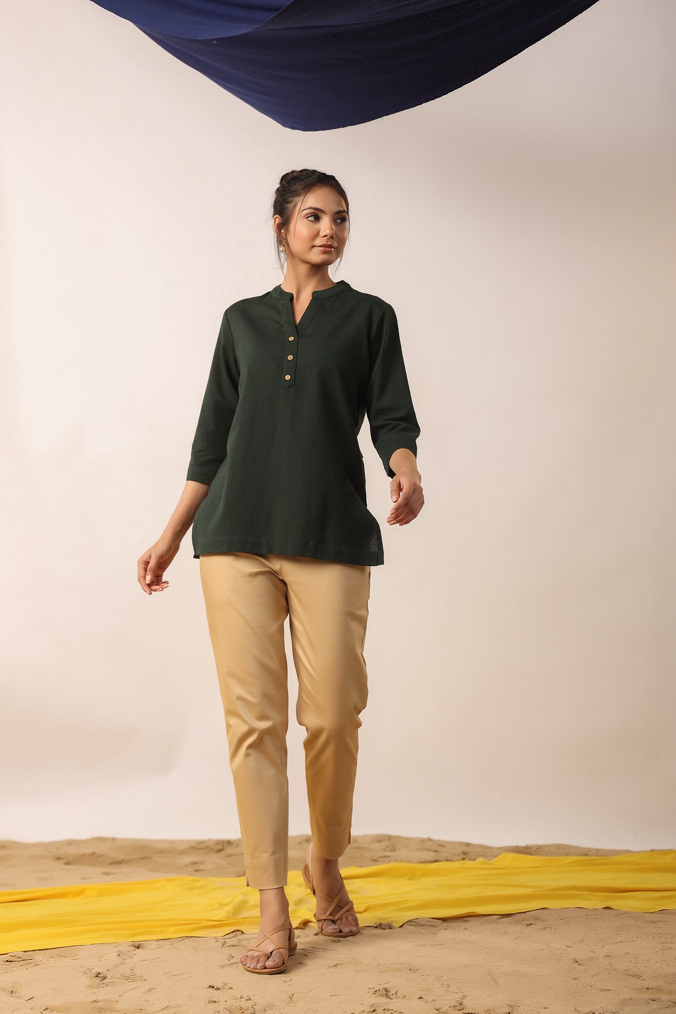 Capulet Green Cotton Flex Top