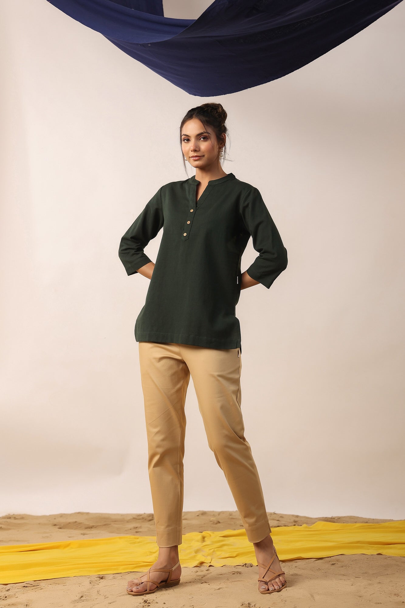 Capulet Green Cotton Flex Top