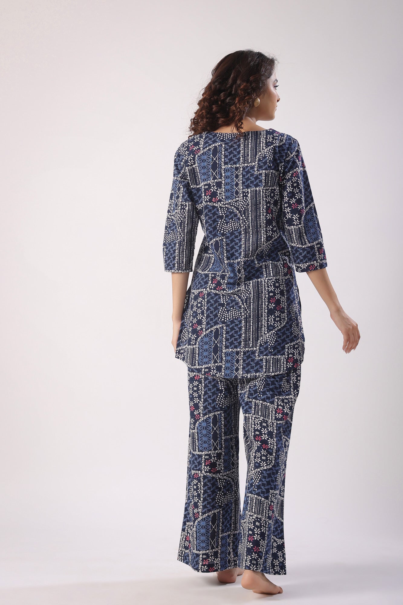 Doodle Art on Blue Palazzo Loungewear Set