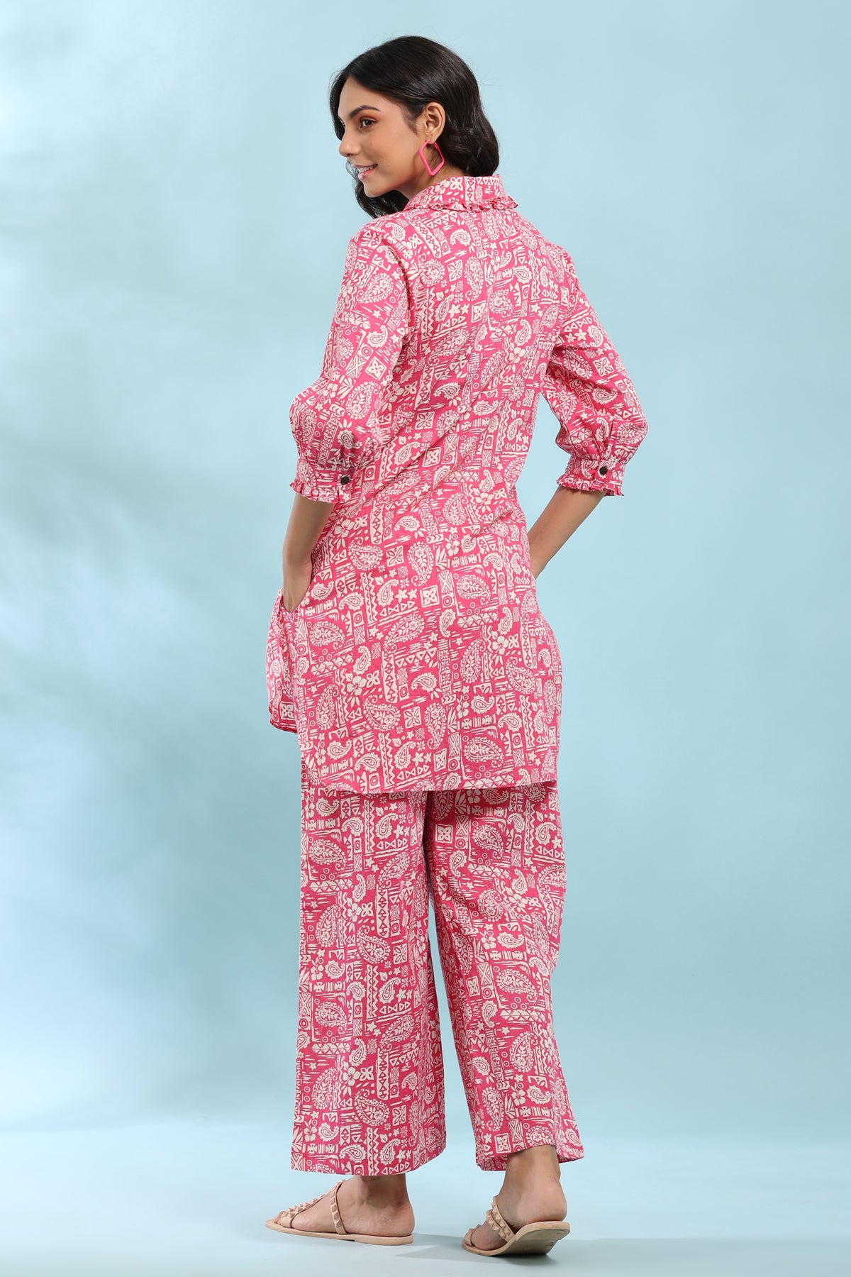 Abstract Paisley on Pink Cotton Loungewear Set