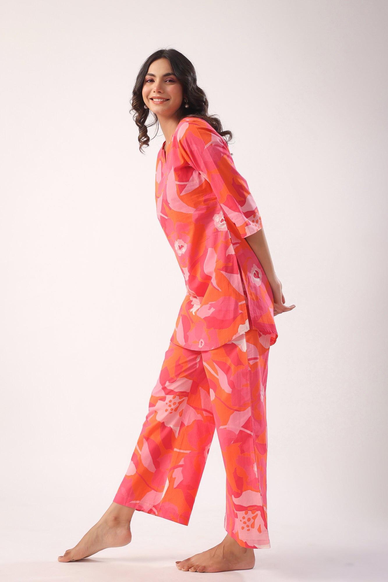 Paint Strokes on Orange Palazzo Loungewear Set