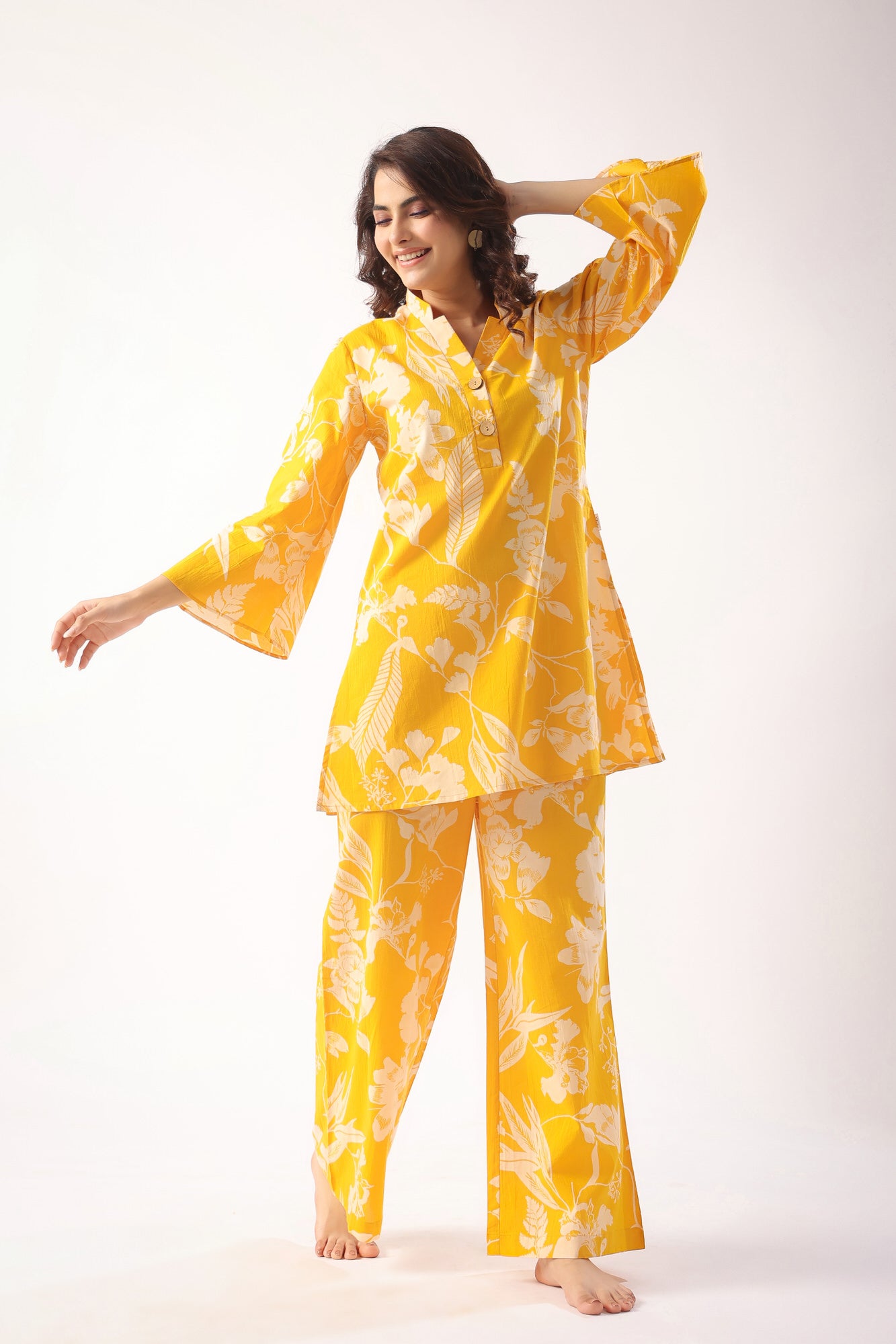 Honeybee Harmony Cotton Palazzo Loungewear Set