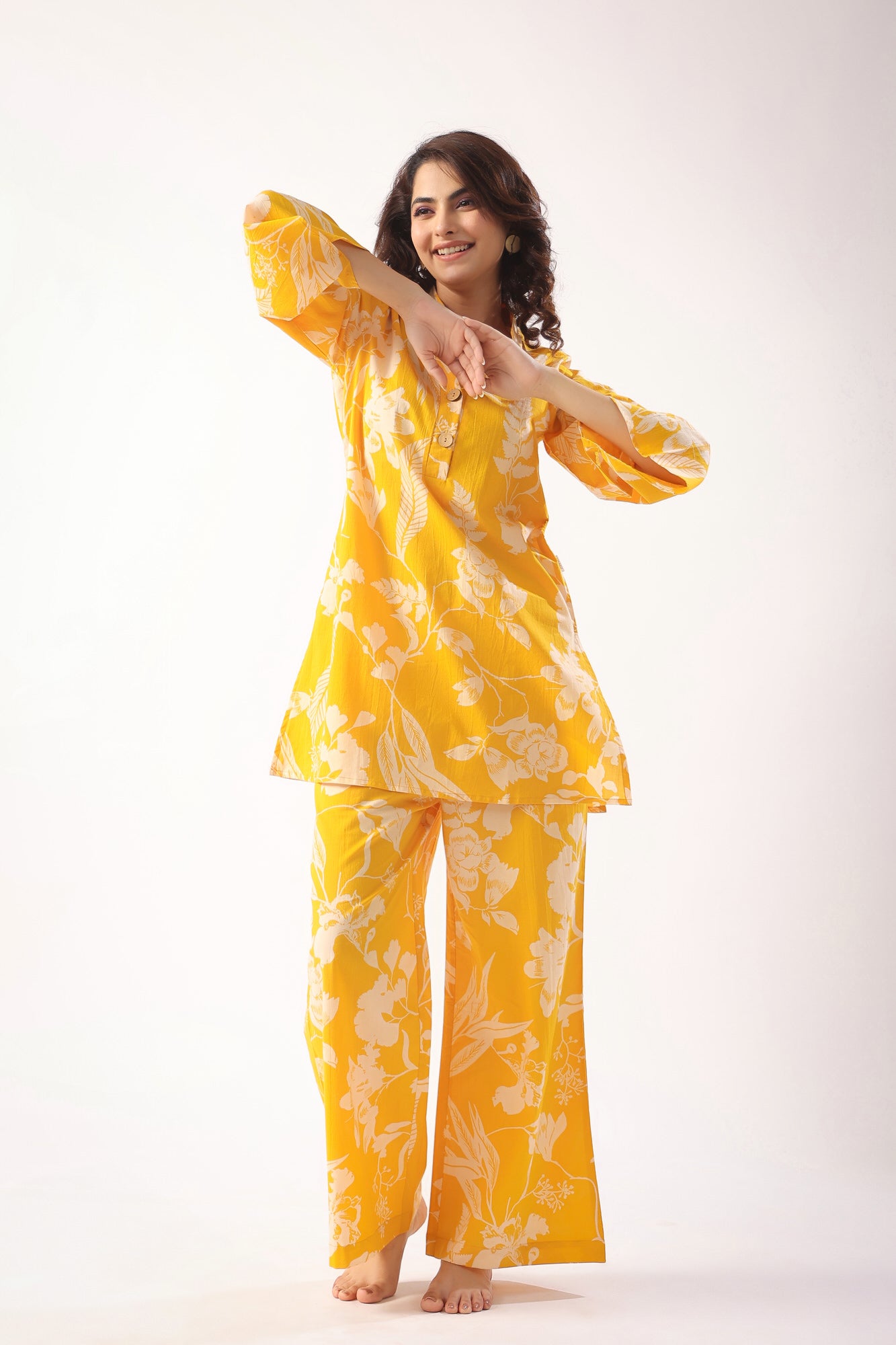 Honeybee Harmony Cotton Palazzo Loungewear Set