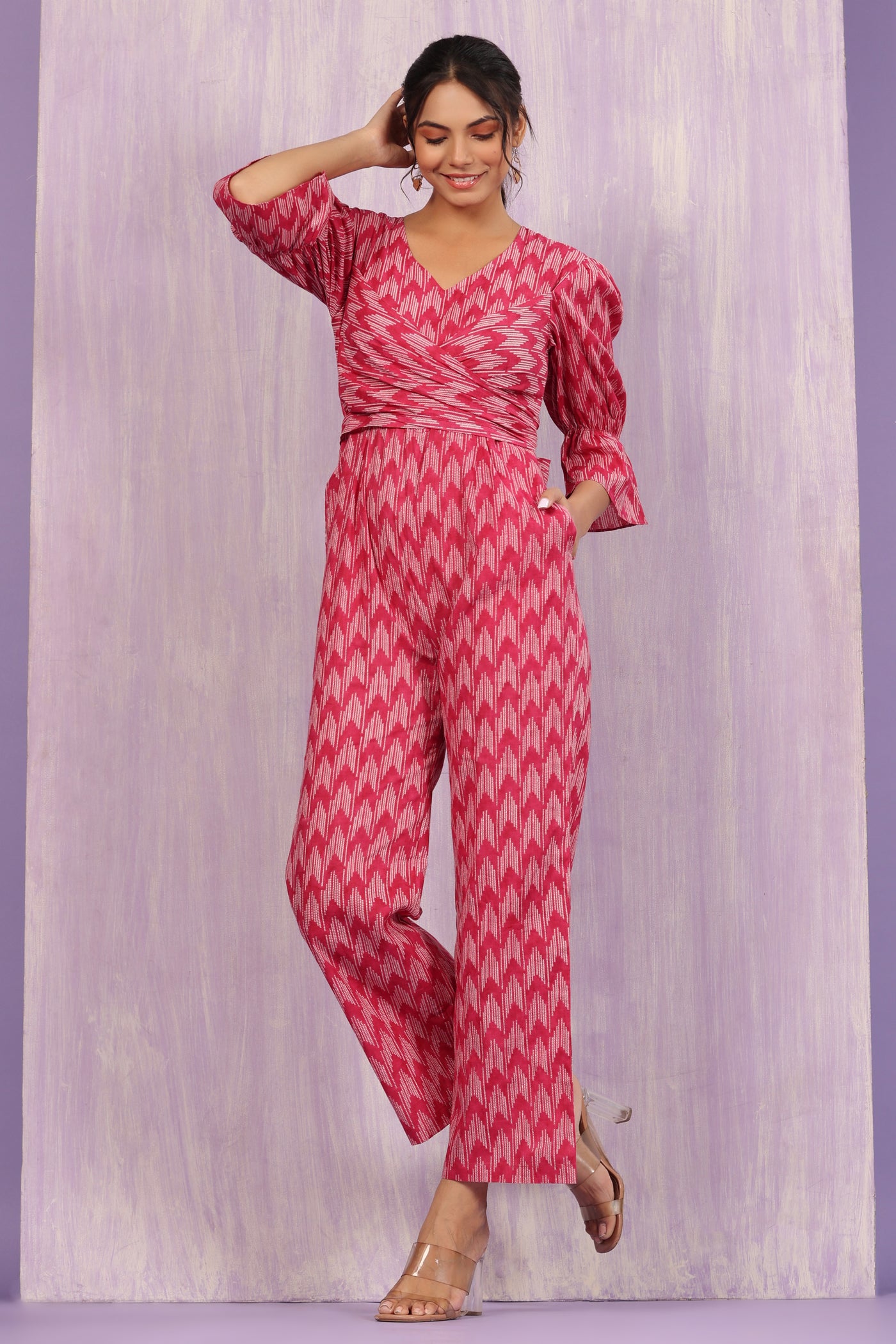Ikat Shibori on Pink Jumpsuit