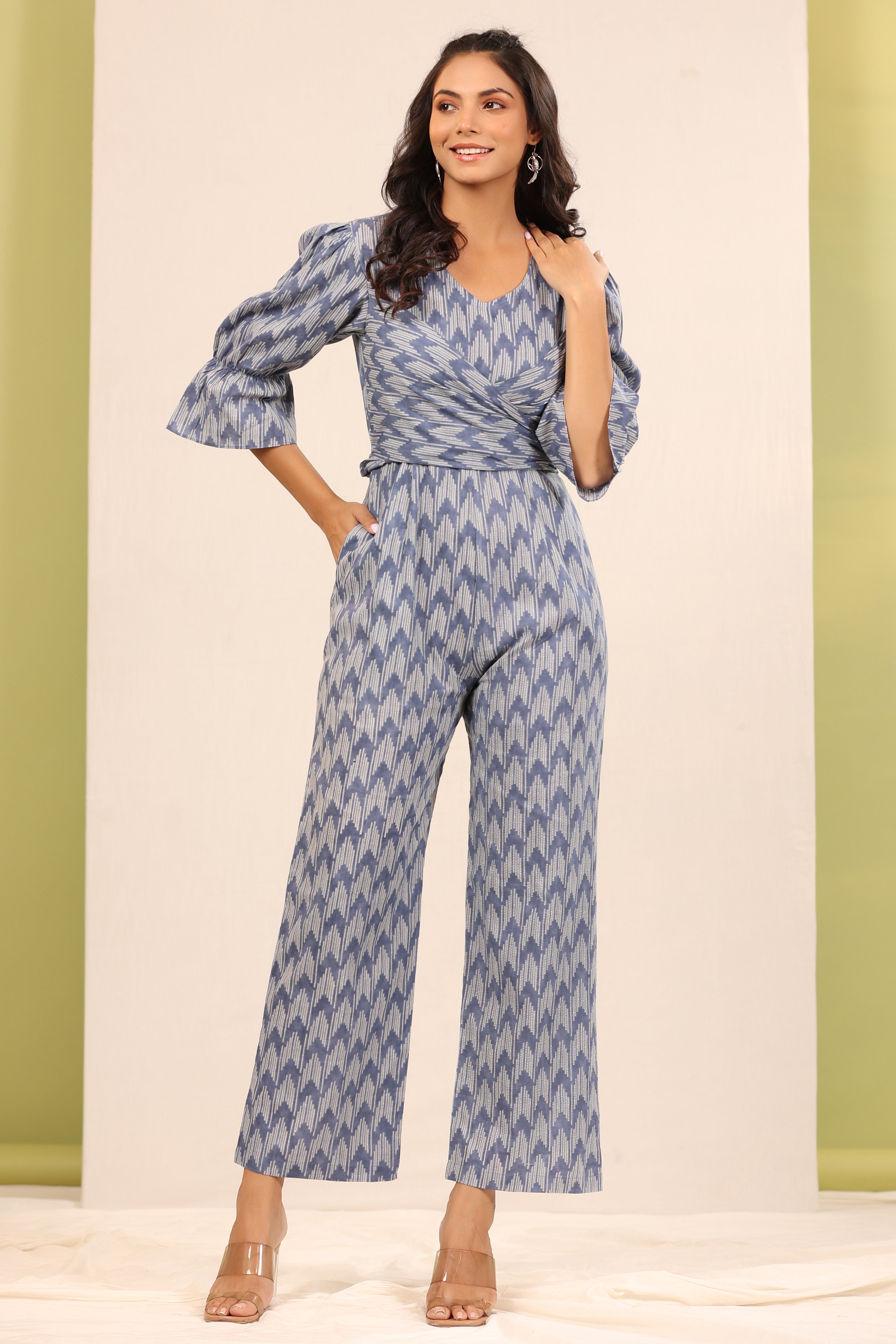 Ikat Shibori on Grey Jumpsuit