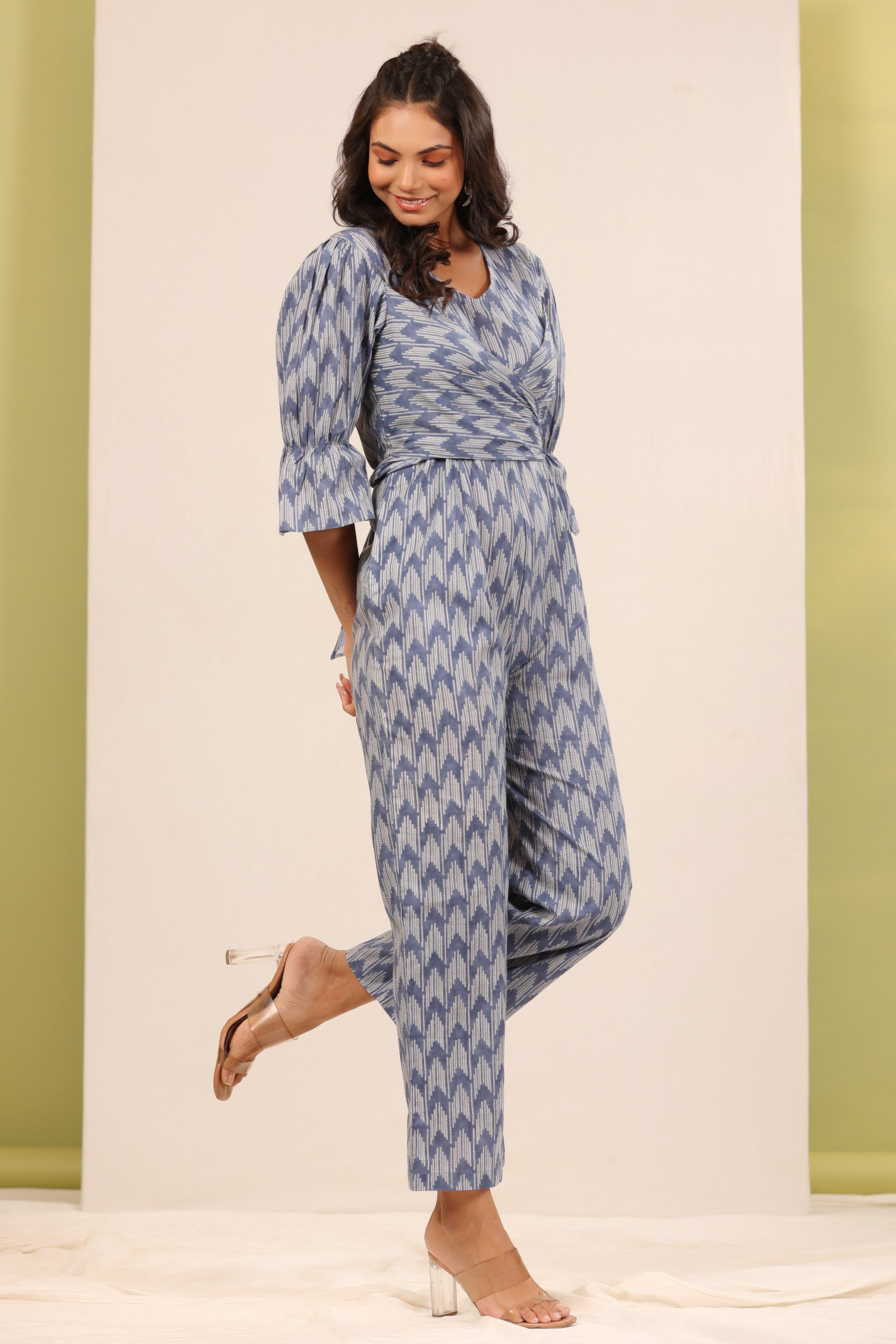 Ikat Shibori on Grey Jumpsuit