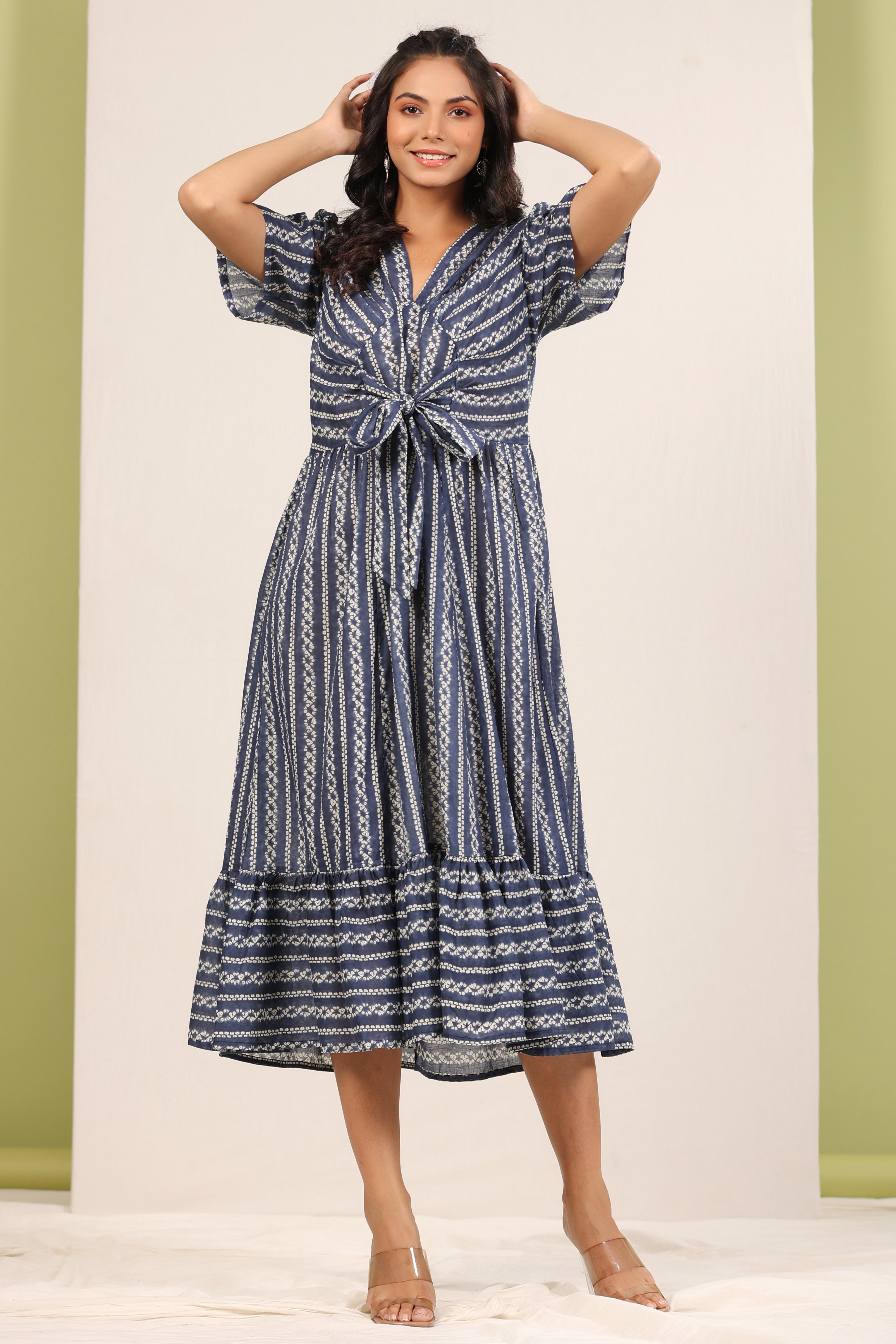 Shibori Sequence On Blue Dress