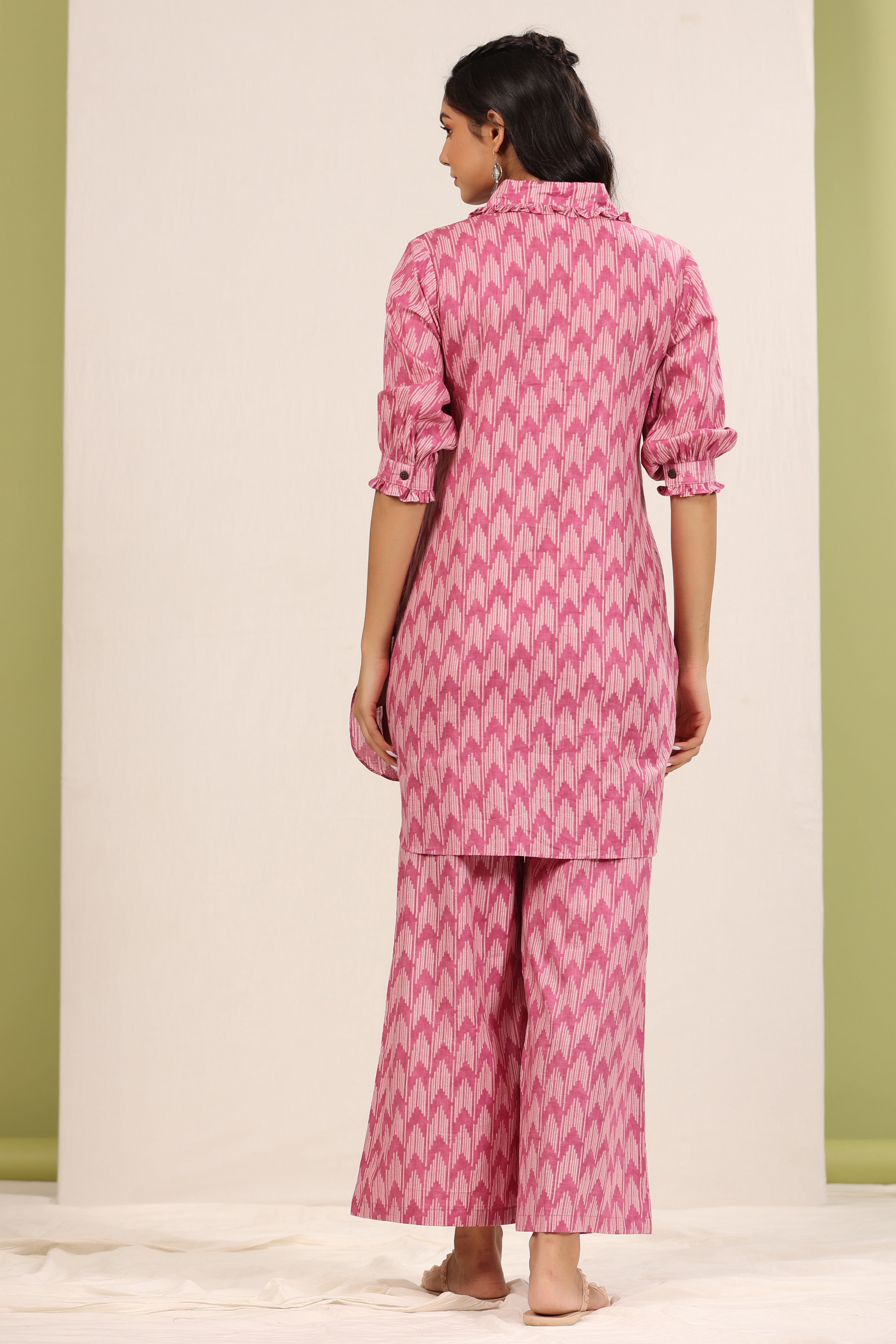 Ikat Shibori On Pink Palazzo Loungewear Set