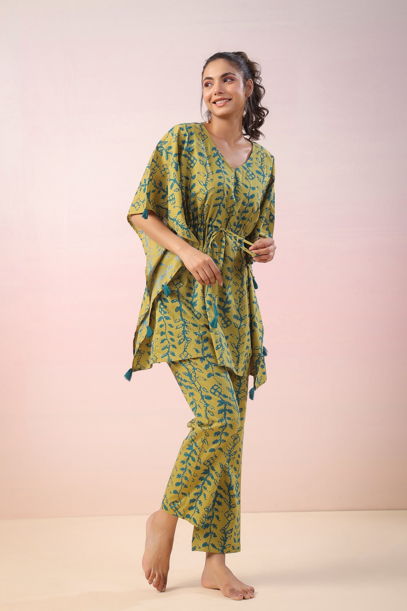 Flowing Leaves Kaftan Co-ord Set