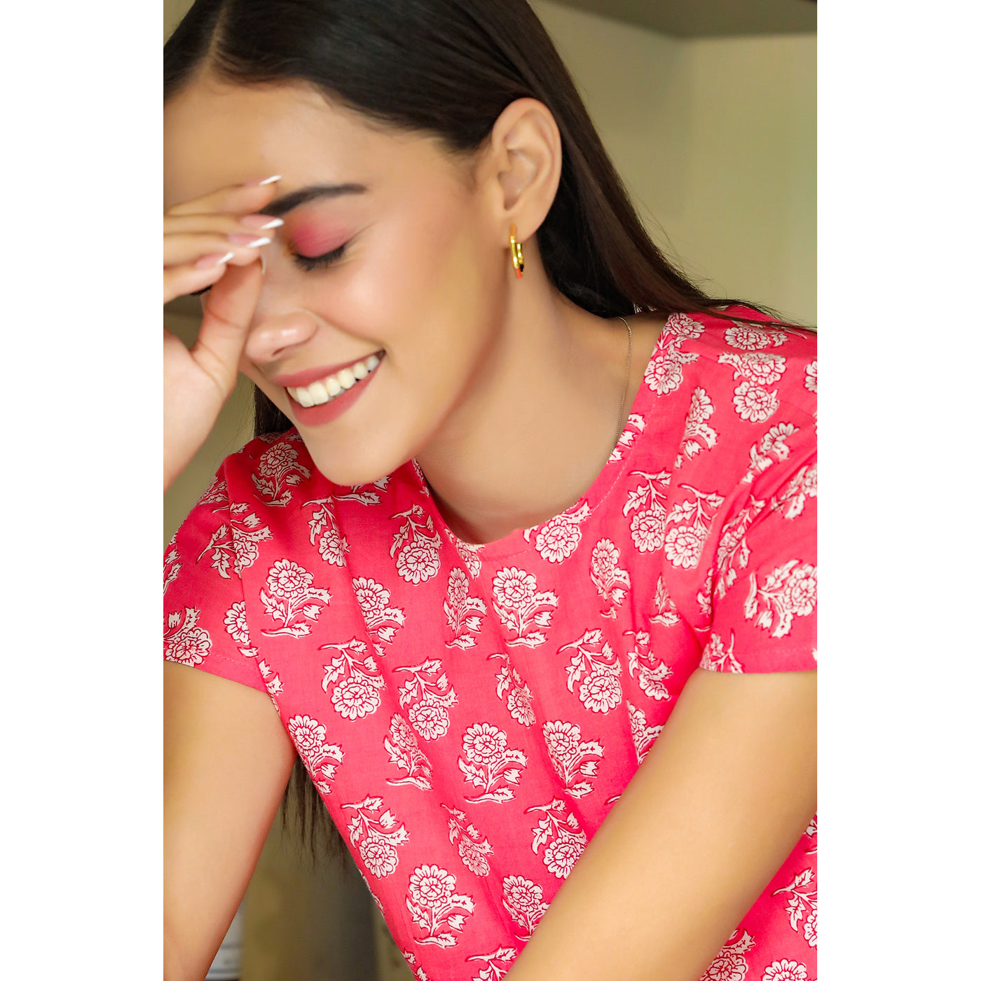 Loungewear Set In Pink stripes Print
