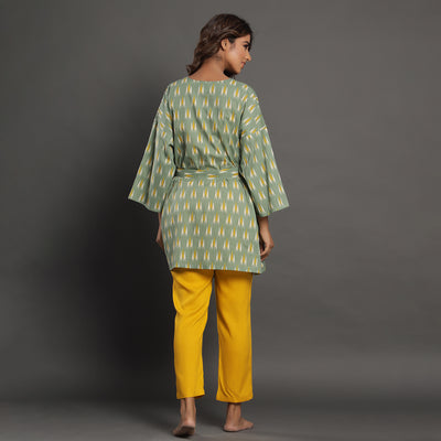 Three Piece Loungewear Set Yellow Jisora Jaipur